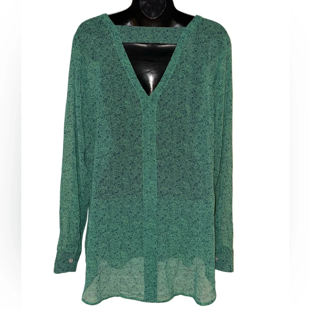 CAbi Sheer Green Bountiful Top - Picture 2 of 4